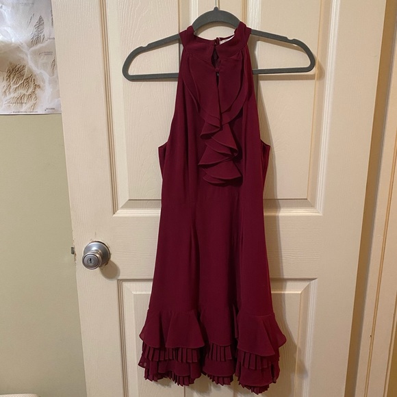 Maroon Ruffle Front Dress - Picture 1 of 2